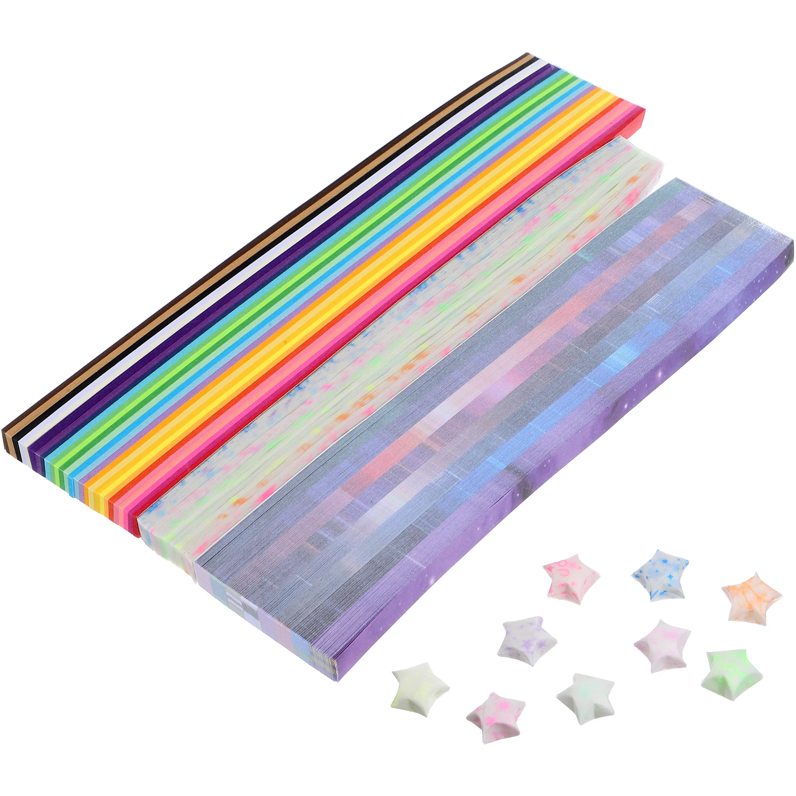 

1290 Pcs Sky Gradient Origami Star Paper Strips Glow In The Dark 12 And 27Colors Mixed Sturdy Abundant Craft Paper For Party