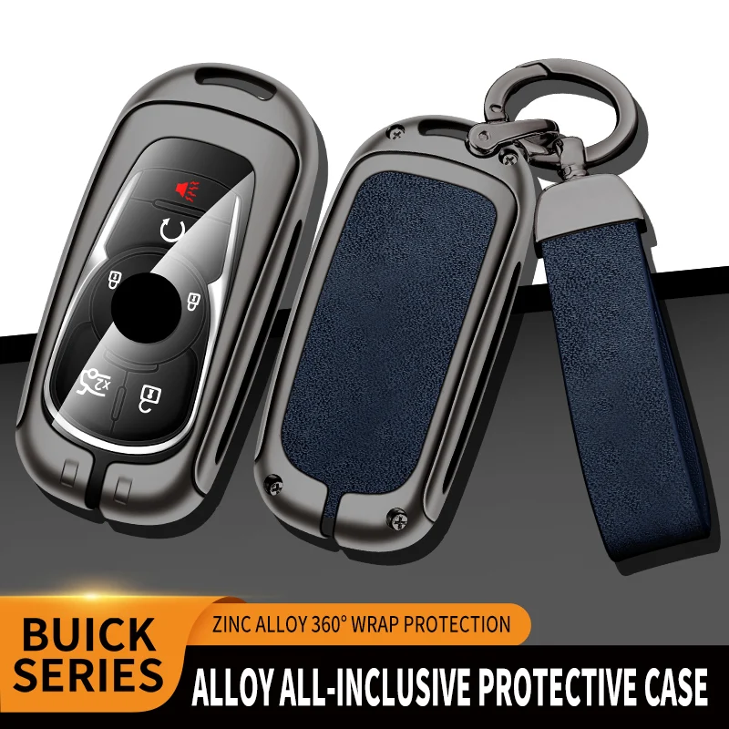 Leather Zinc Alloy Car Key Case Keys Full Cover Protection Shell Bag For Buick Excelle Verano Regal Lacrosse Encore GC Insignia