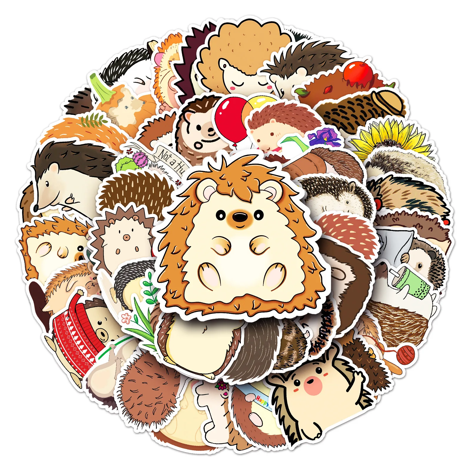 50pcs Cute Hedgehog Stickers Guitar Ipad Helmet Phone Case Cartoon Animal Sticker DIY Scrapbooking Supplies Journal Accessories