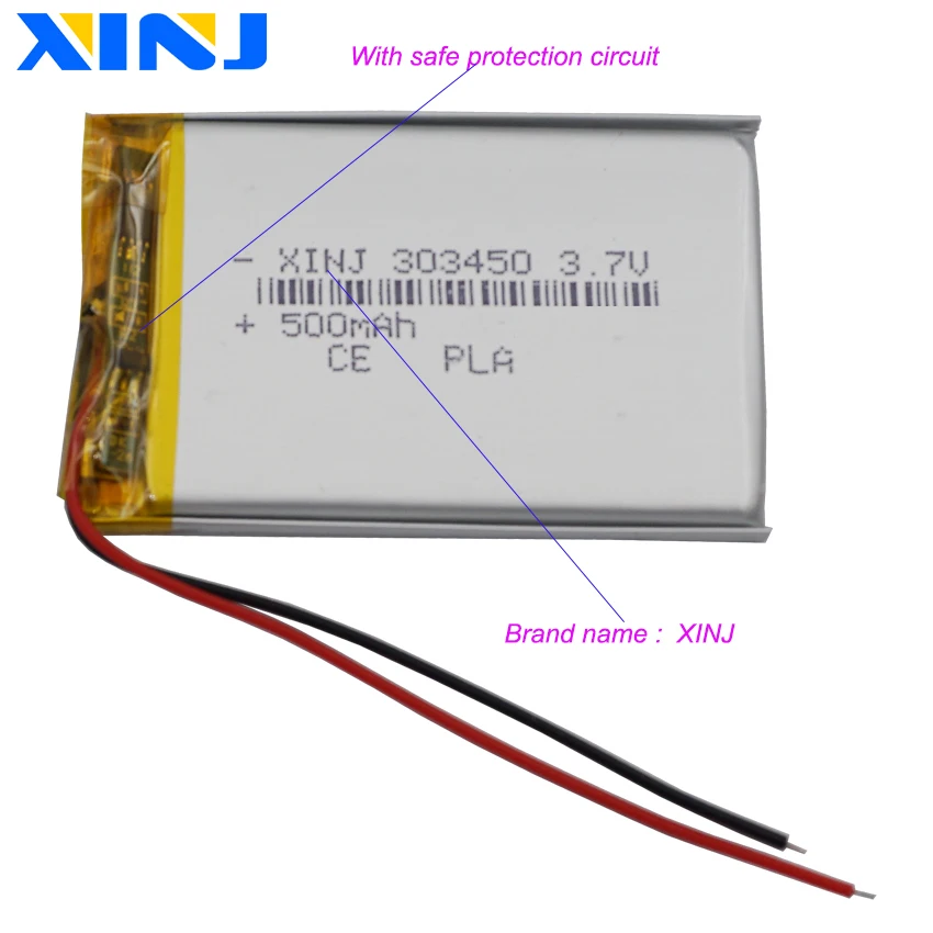 Литий-полимерный литиевый аккумулятор 3,7 В, 500 мАч, 1,85 Втч 303450   Ячейка для Mp3 MP4 DashCam Bluetooth Автомобильная камера Рекордер GPS