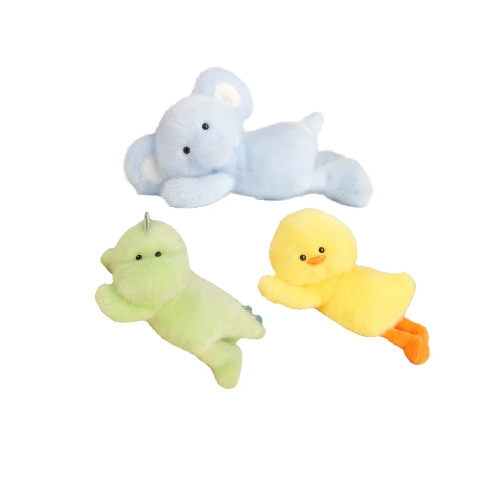 18cm peludo tumbado dinosaurio verde juguetes de peluche pato amarillo Animal relleno lindo mono muñecas suaves elefante azul oso regalos de navidad