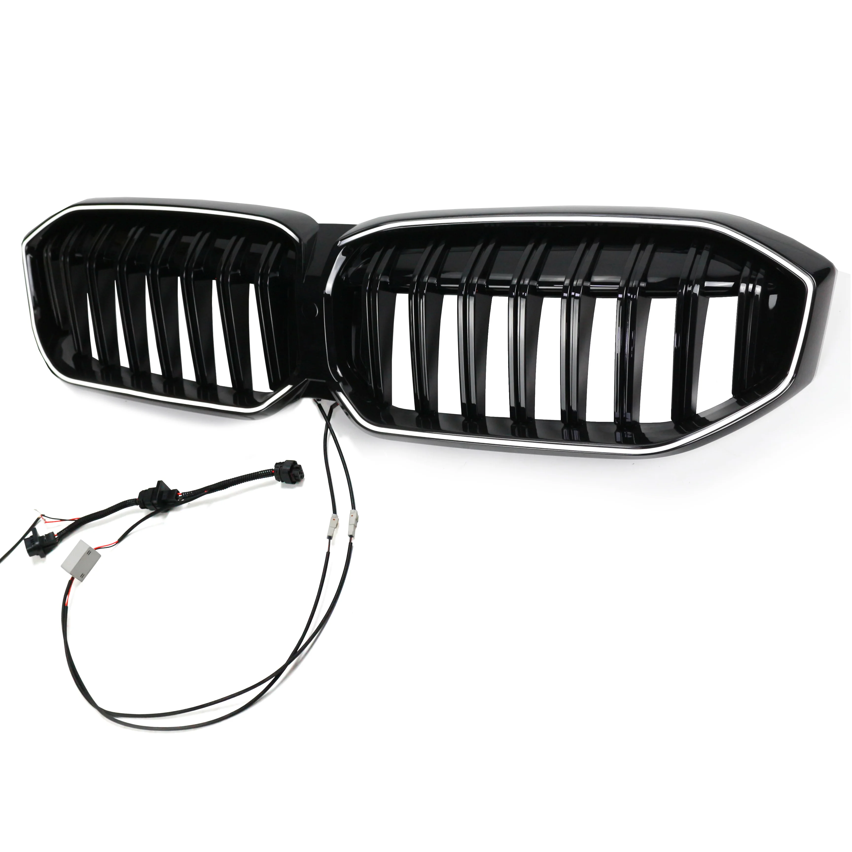 Single Line Car Front Mesh Grille LED Glossy Black Grills Car Accessories Grille With Light For BMW 3 Series G28 2024