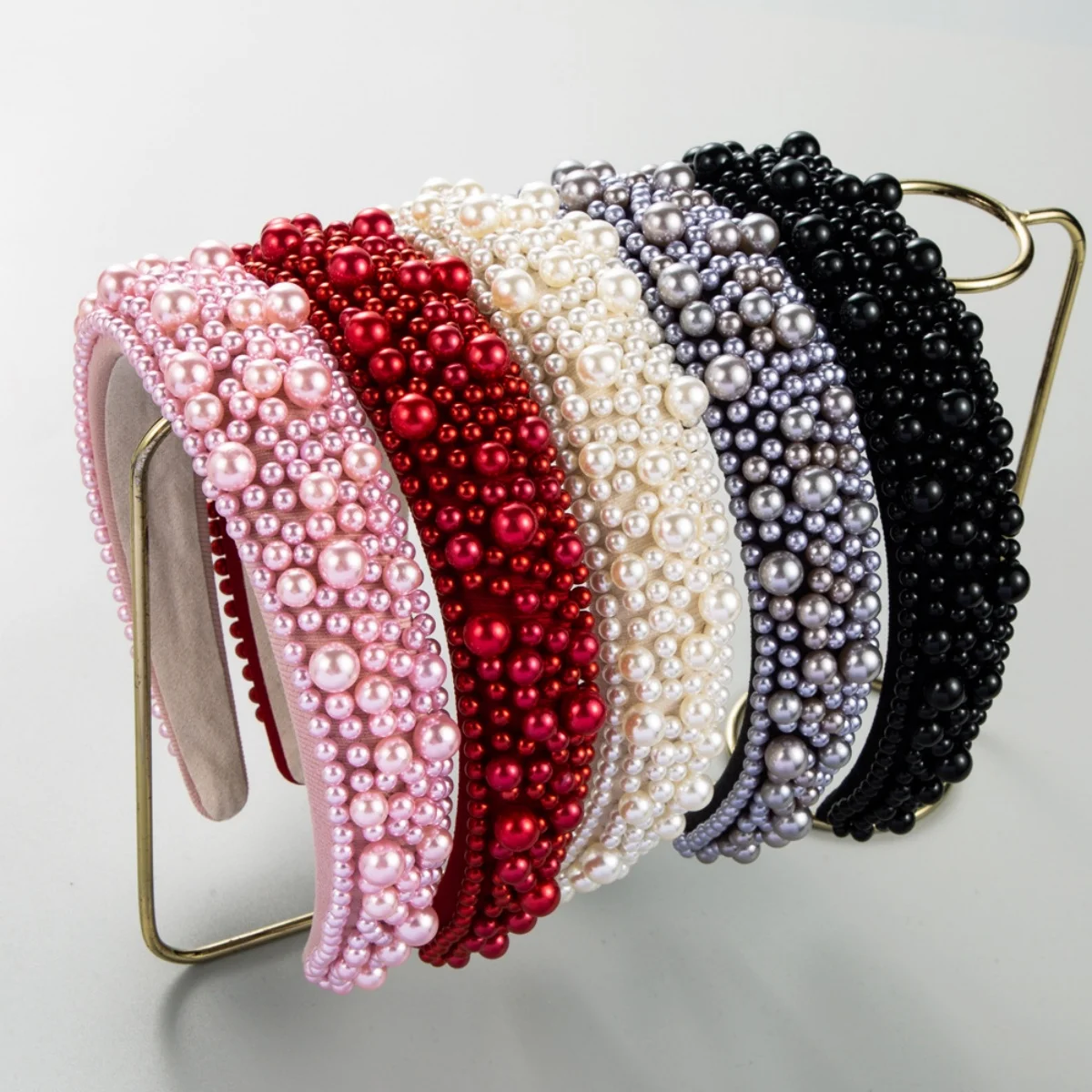 Sponge Pearl Hair Band Women's Multicolor European and American Wide Edge Headband