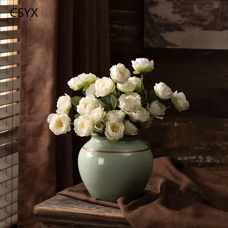 

New Chinese Celadon Glaze Ceramic Vase - Dried Flowers Entryway & Cabinet Room Deco, Home Decoration