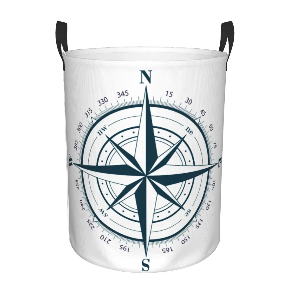 Custom Nautical Compass Laundry Basket Collapsible Anchor Boat Clothing Hamper Toys Organizer Storage Bins