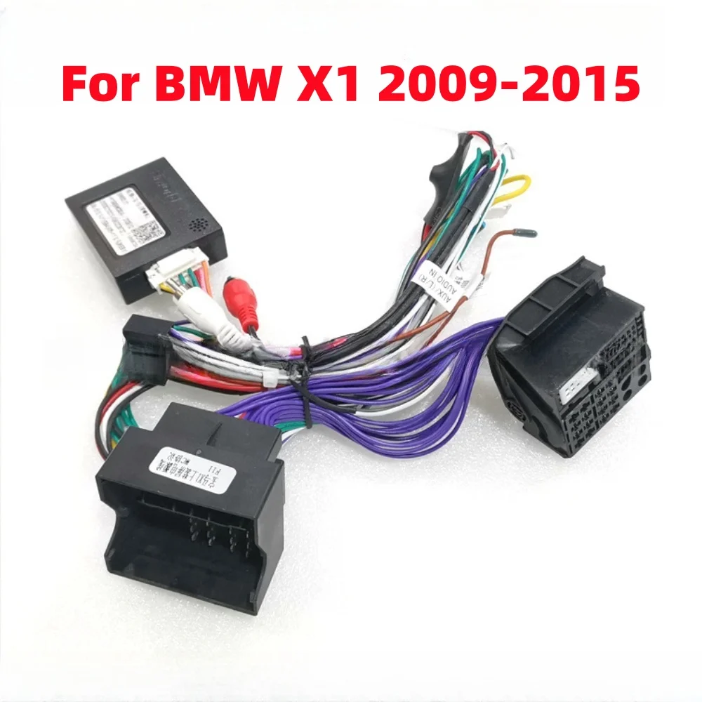 Car 16 Pin Power Wiring Harness Cable Adapter With Canbus For BMW X1 2009-2015 Install Aftermarket Android GPS 2 Din Car Stereo