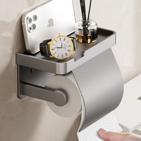 Wall-Mounted Roll Paper Racks Punch-free Toilet Paper Holder Toilet Papers Storage Phone Stand Tray Organizer Bathroom Accessory