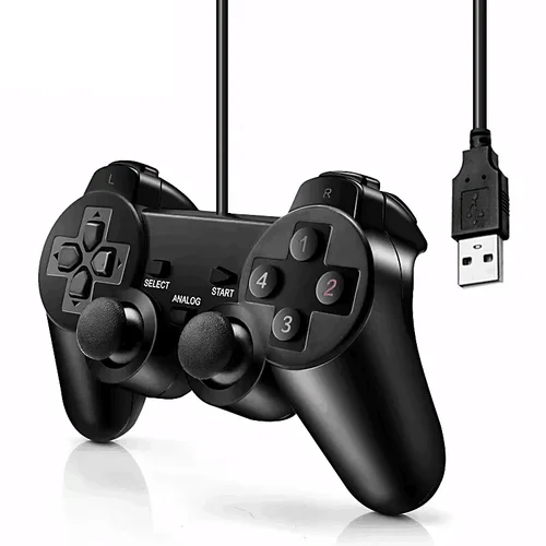 Imagen 1 del producto Controlador de PC con joystick de vibración USB con cable - Compatible con WinXP/7/8/10, Vista - Gamepad negro para PC, computadora, computadora portátil