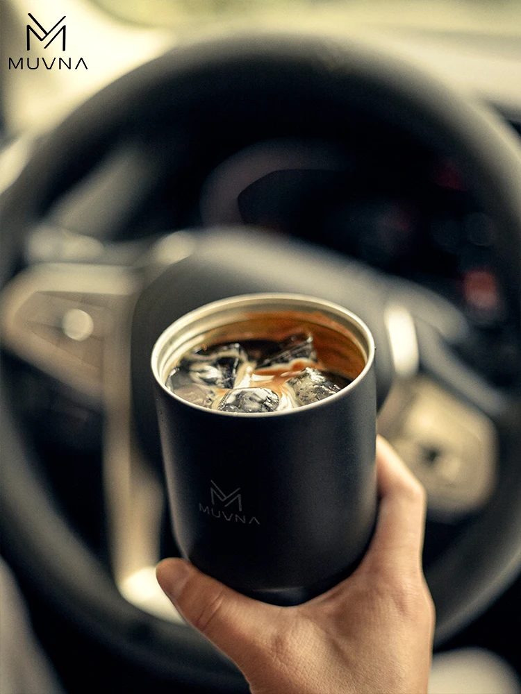 Taza aislada de café MUVNA, taza de hielo portátil para exteriores de 260ML/450ML, taza de café de viaje a prueba de derrames con tapa, taza termo