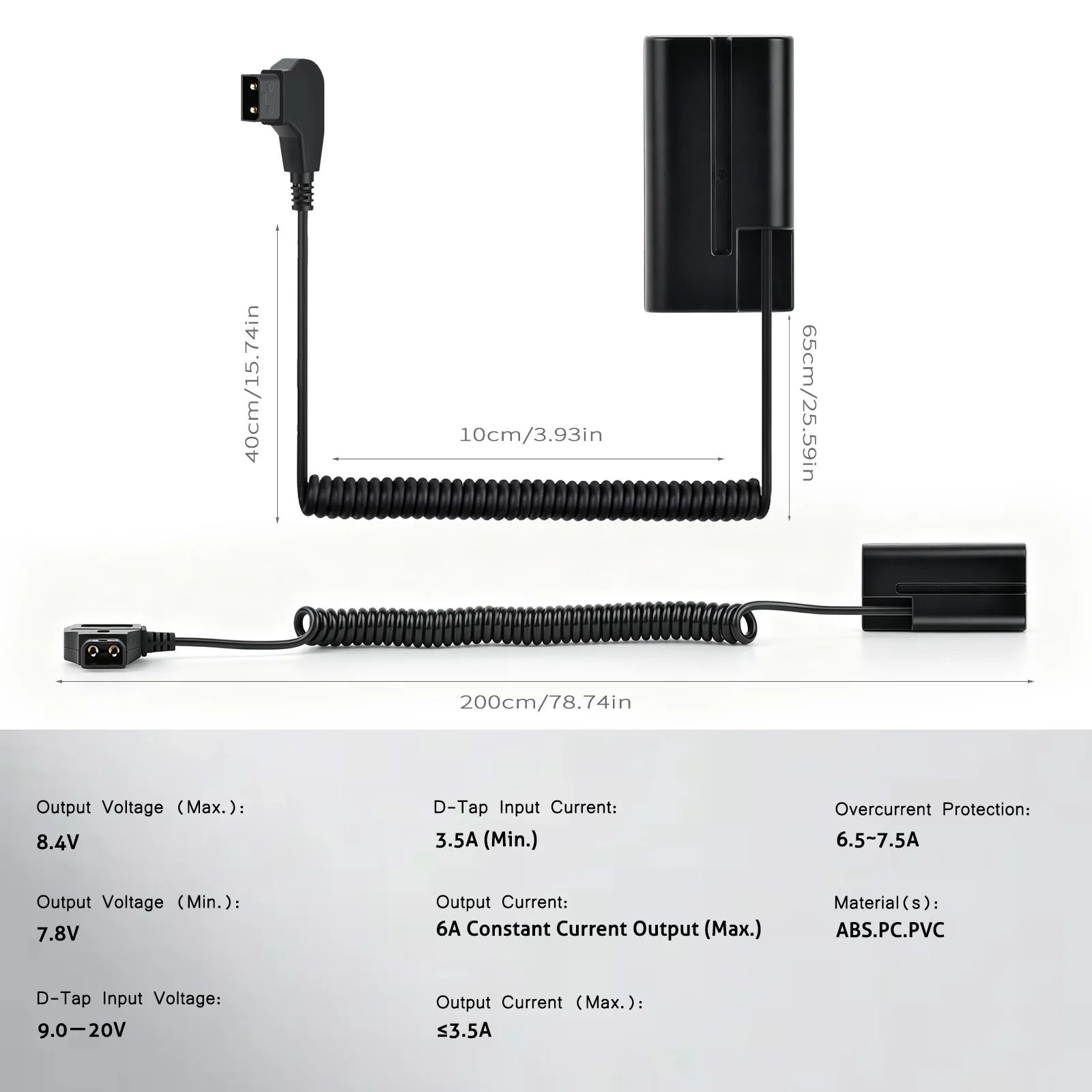 Massate D-Tap to NP-F550 NPF550 Dummy Battery for Sony NP-F550/770/570 NP-F970 Monitors LED Video Light Transmitter Receiver