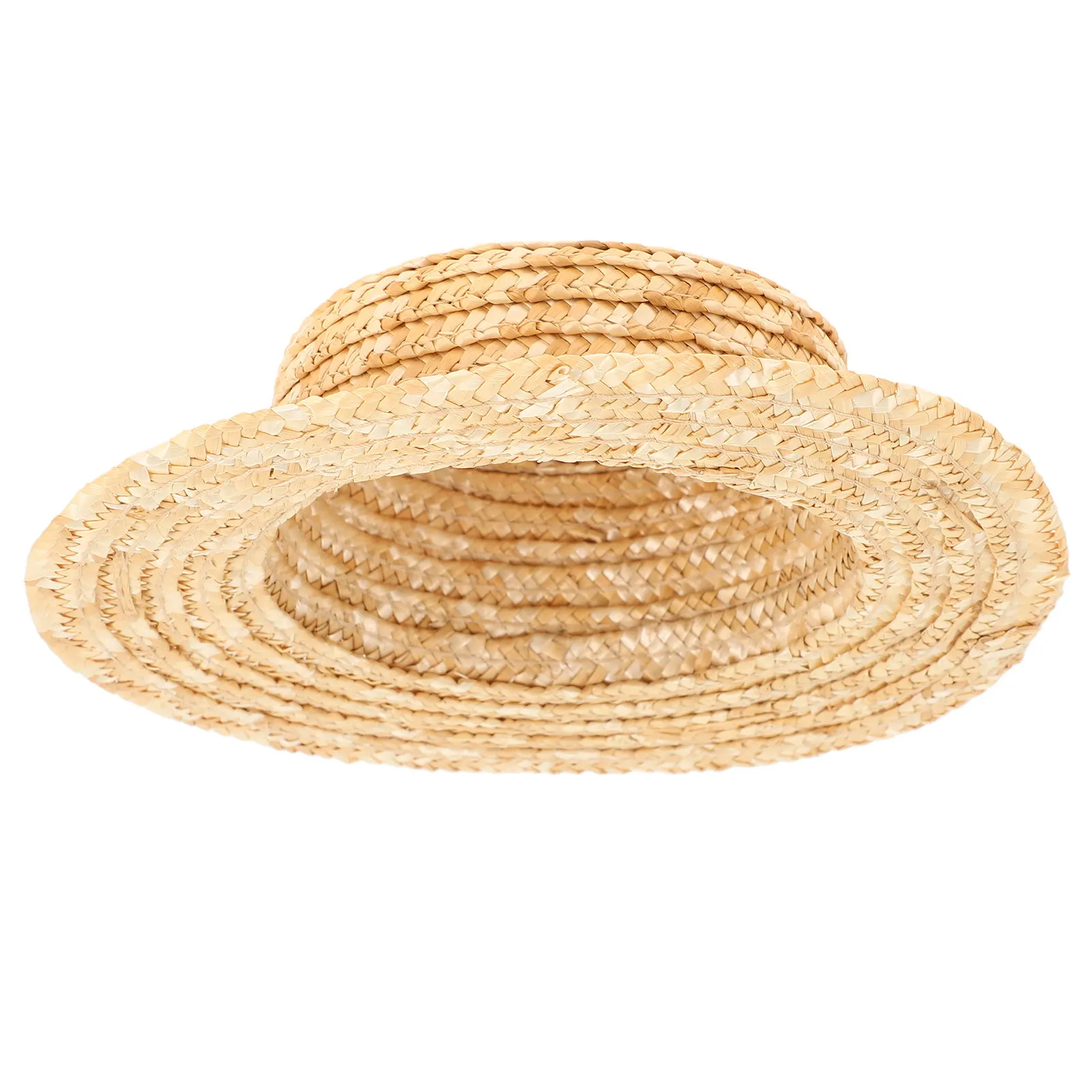 Mini Chapéu de Palha com Diâmetro Interno de 7Cm, Pequeno Acessório Decorativo Finamente Trançado para Cenários de Artesanato e Exibição Fotográfica