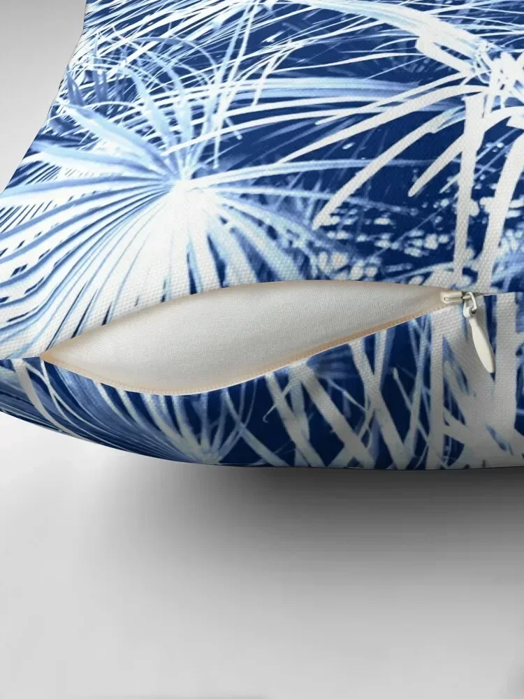 Palm Fronds Blue and White Duo Tone Abstract Photography Throw Pillow Cushions Home Decor Sofa Cover pillow