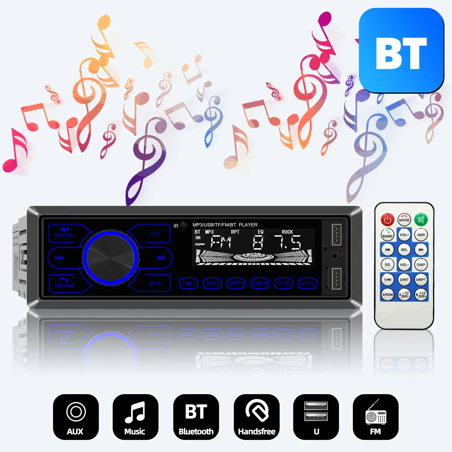 Car Mp3 Player Touch screen USB/TF/FM/AUX/Bluetooth Car radio Player Audio Radio (Factory Direct Sales)