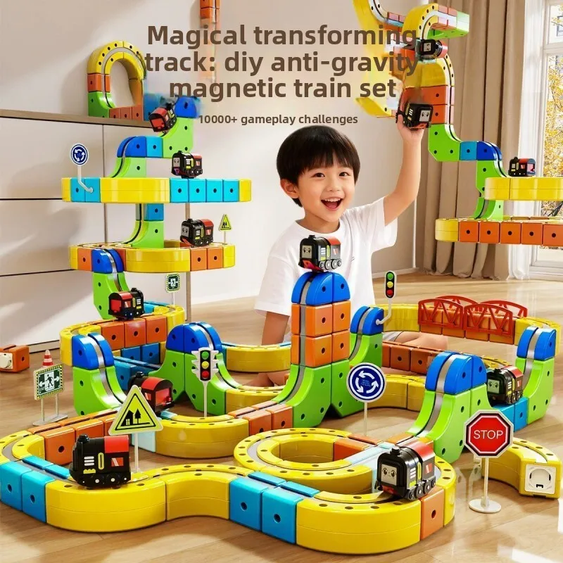Anti-Schwerkraft Eisenbahn Zug Track Magnet Schiene Auto Spielzeug Magnetische Bausteine High-Speed Racing Track Spielzeug für Kinder geschenke