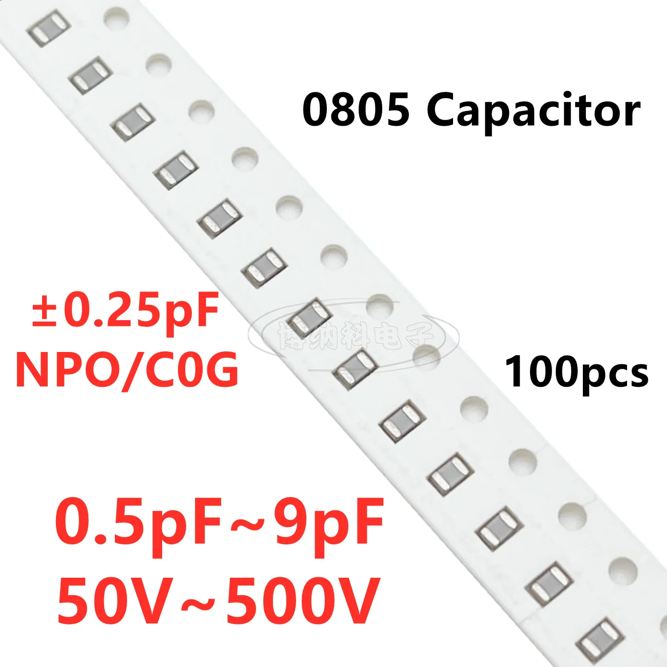 Capacitor Smd 0805, 100 unidades, 0,5/1/1.2/1 5/1.8/2/2.2/2.4/2.5/2.7/3/3.3/3.6/3.9/4/4 7/5/5 1/5. 5 6/6/6.2/6.8/7/7.5/8/8. C0G NPO, 2, 9PF, C0G