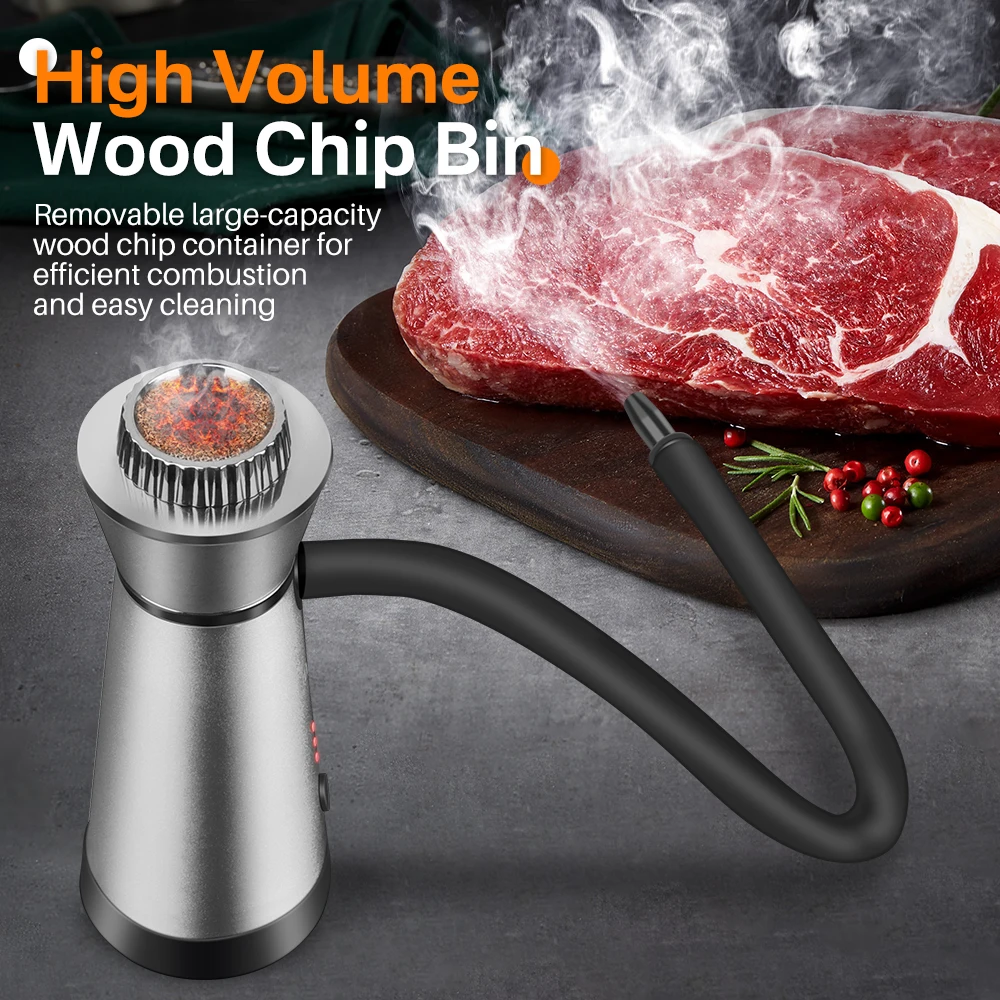 BORUiT Smoke Infuser Food Drink Cold Smoke Generator Bar Portable Molecular Cuisine Smoking Gun Meat Burn Cooking for BBQ Food