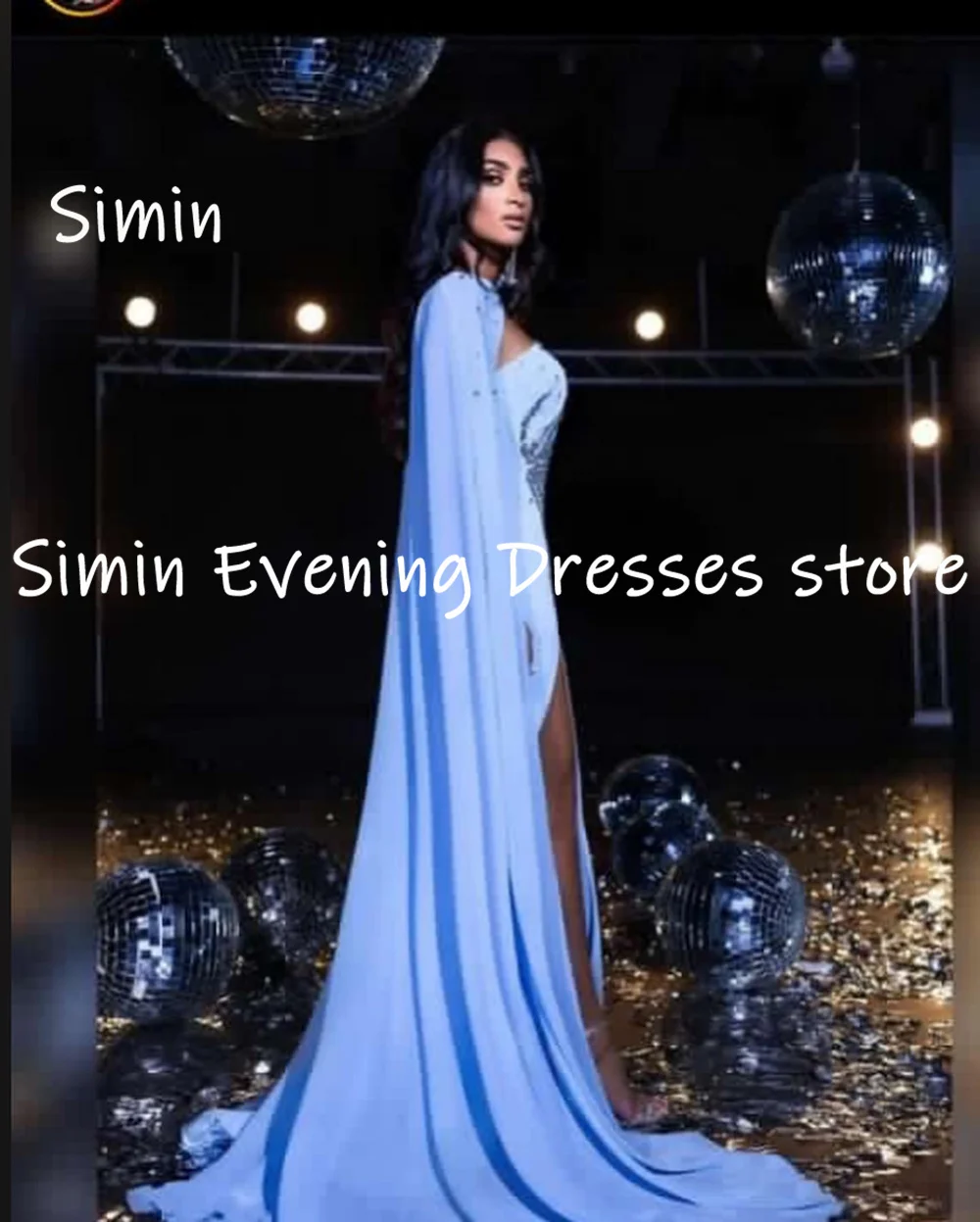 Simin Satin Mermaid One-shoulder Sequins Ruffle Formal Prom Gown Floor-length Evening Elegant Party dresses for women 2023