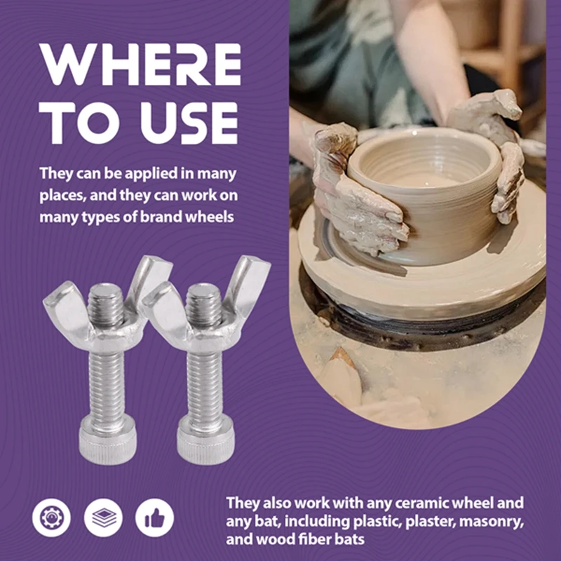 أداة العجلة 10 مجموعات من دبابيس الخفافيش الفخارية لعجلة دبابيس الخفافيش المصنوعة من الفولاذ المقاوم للصدأ والسيراميك