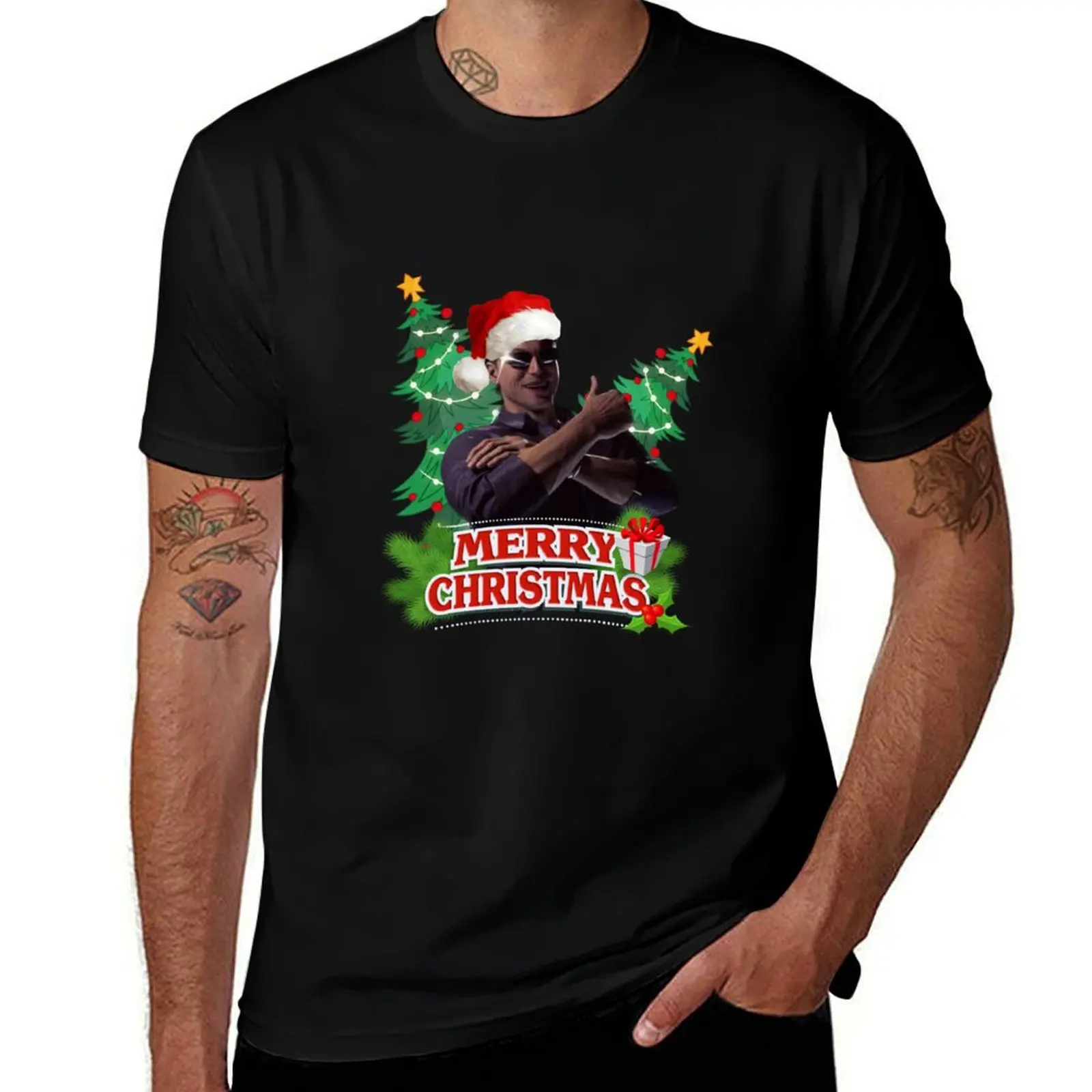

Merry Christmas Johnny Cage mortal kombat T-Shirt Plus Size Loose Short Sleeve Top