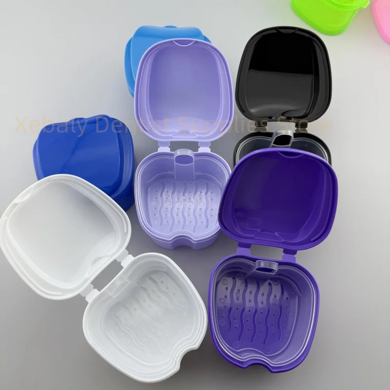 20Pcs Oral Denture Care Bath Box Cleaning False Teeth Nursing with Hanging Net Container Cleaning False Teeth Bath Case Dropship
