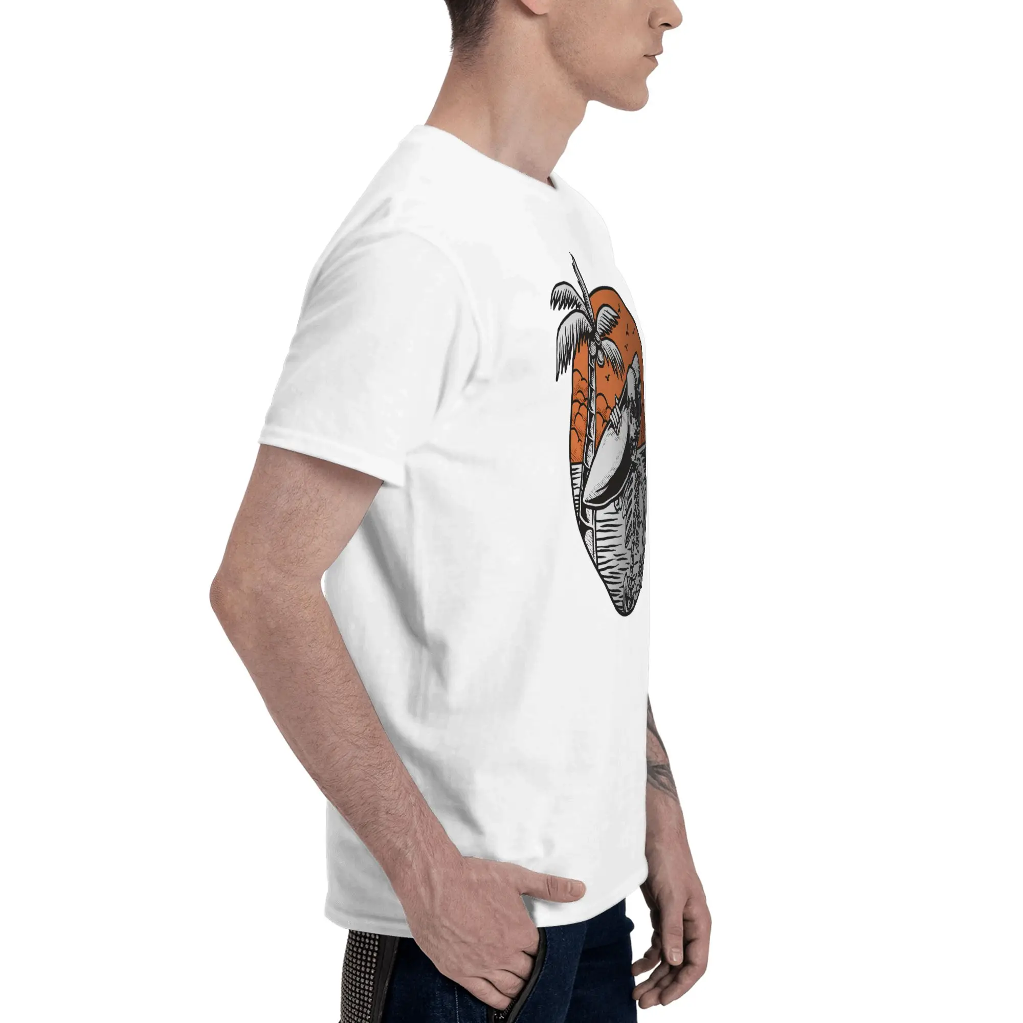 Personalized Summer Surf Skeleton Surfing Slimming Reversible T-shirt Light Minimalism Short Sleeve