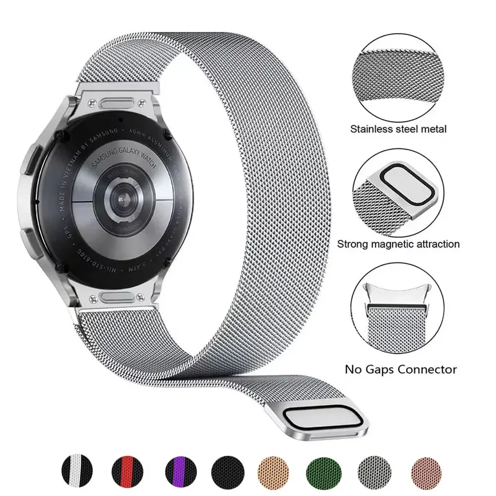 Banda milanesa sem lacunas de ajuste rápido para Samsung Galaxy Watch 7 6 5 4 Classic 43mm47mm40mm44mm42mm46mm 5Pro 45mm Pulseira de laço magnético