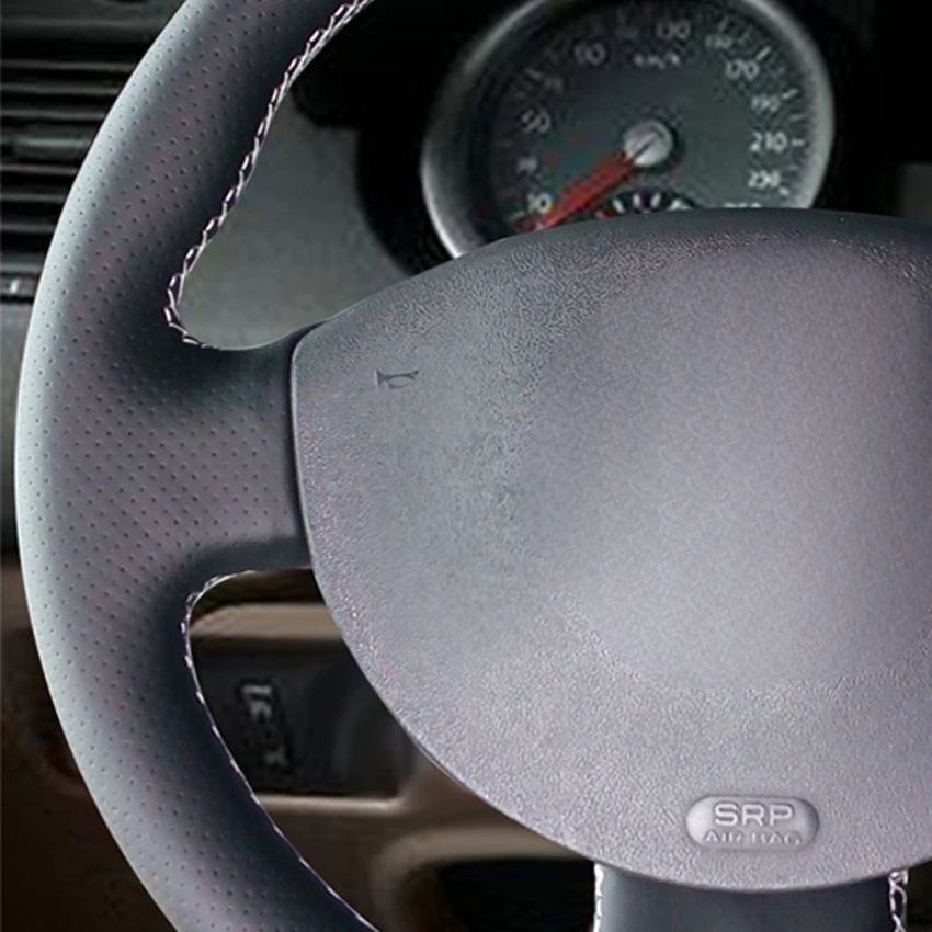 Black Artificial Leather Hand-stitched Car Steering Wheel Cover for Renault Megane 2 2003-2008 Kangoo 2008 Scenic 2 2003-2009