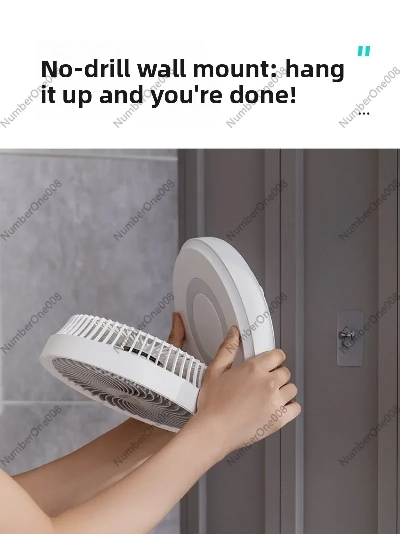 Hover Air Circulator Fan, Desktop Wall Mount 2-in-1 Electric Fan, Rechargeable No Drill Portable for Office Kitchen