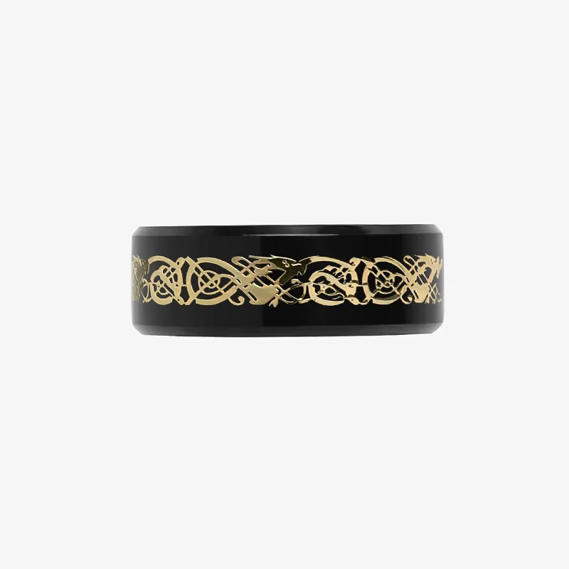 8mm Stainless Steel Domineering Dragon Pattern Rings For Men Black Male Ring Finger Fashion Jewelry Wholesale Anillo Hombre