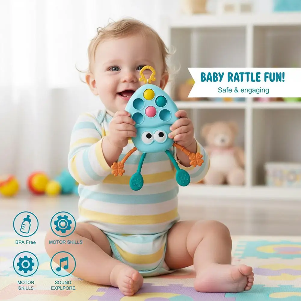 Montessori Pull String Sensory Toy For Baby Free Silicone Teething Toys Toddler Early Educational Travel Toy Game Gift