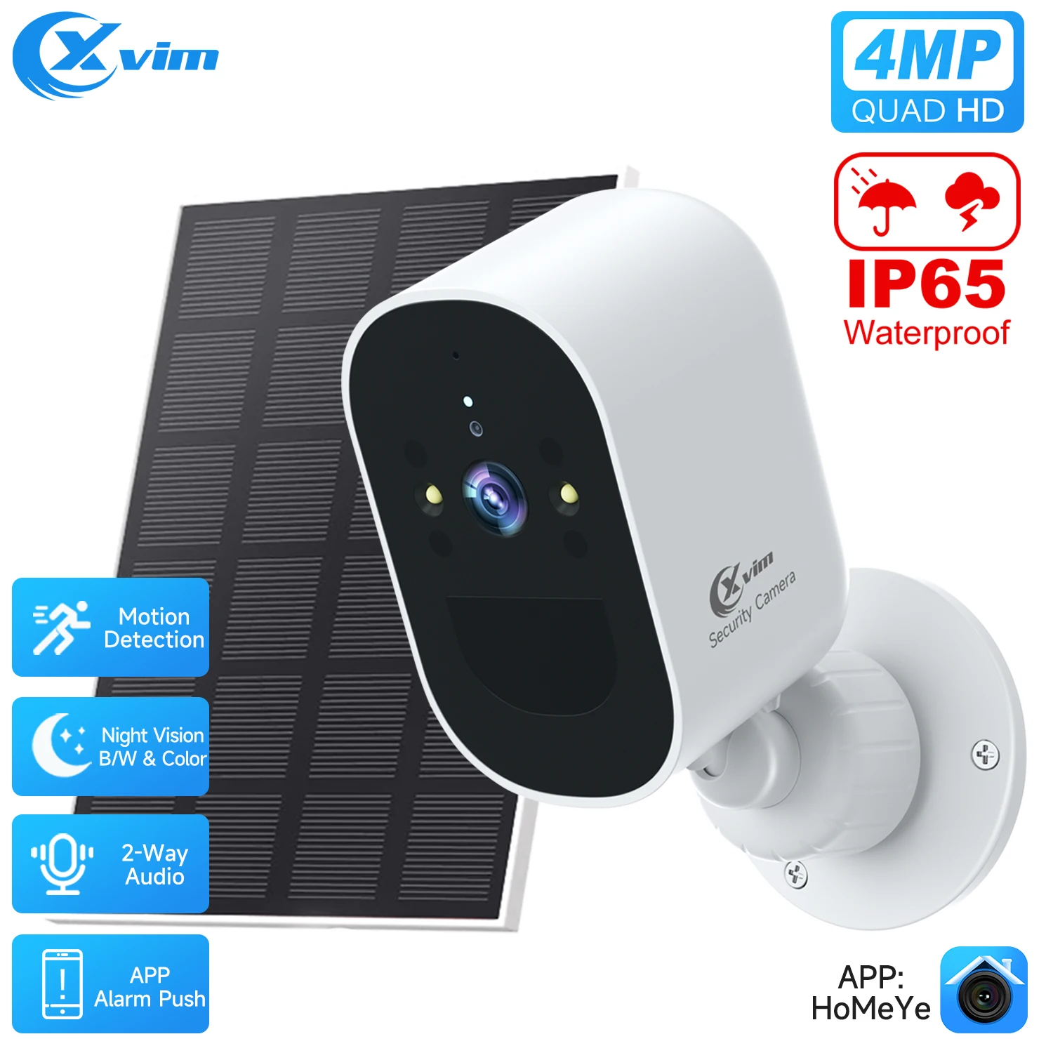 xvim camera de seguranca externa sem fio com deteccao de movimento pir camera domestica 24ghz wifi 4mp 01