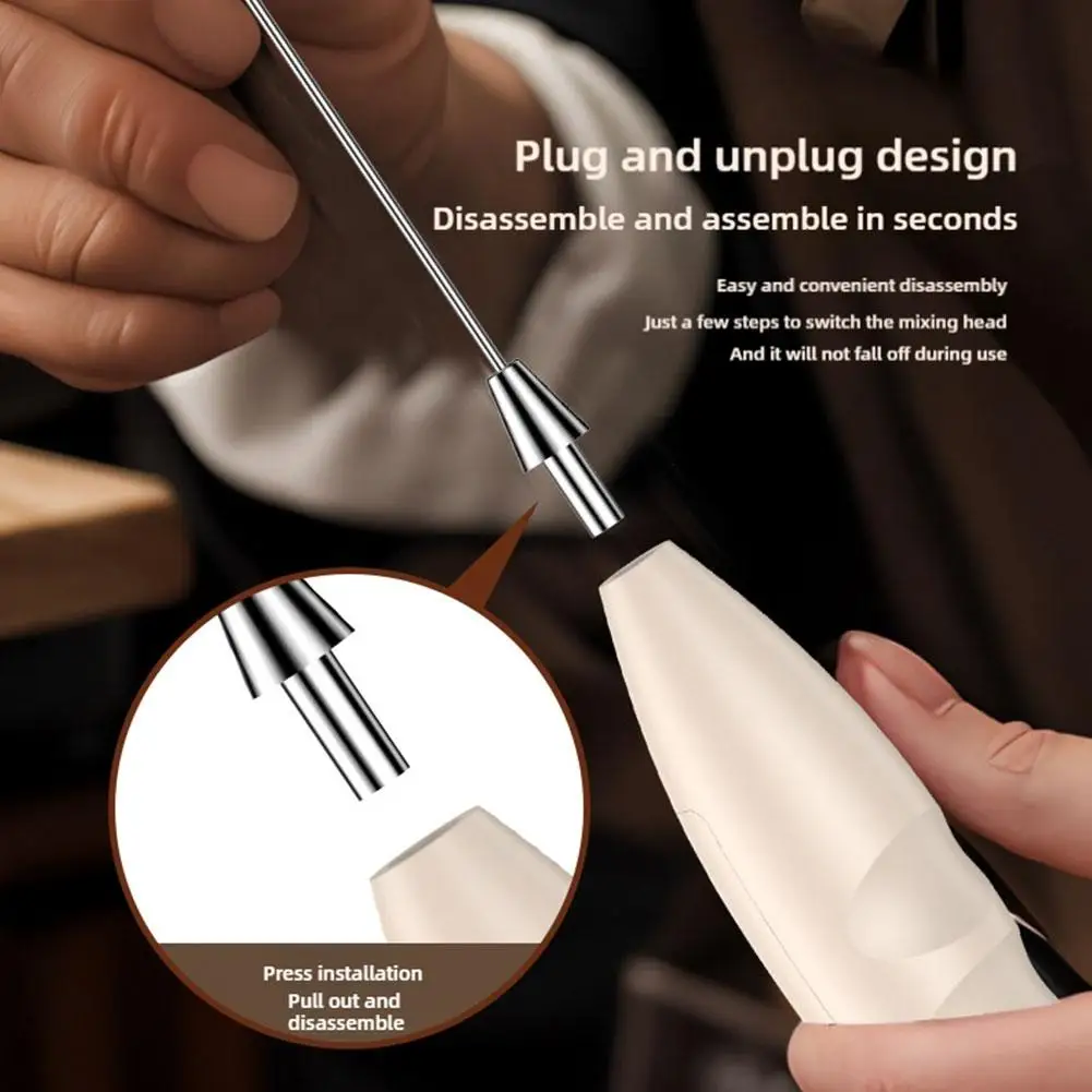 Wireless Electric Milk Frother Battery-Powered Handheld Foamer Coffee Cream Soup Peanut Butter Egg Whisking Baking Accessories view 4