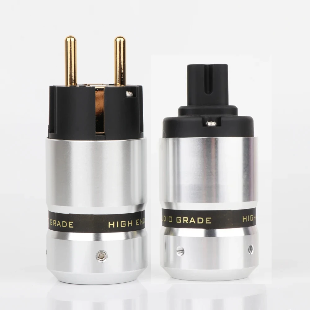 Hifi Audio Aluminum Gold Plated C7 Figure8 Schuko Power Connector IEC Female Plug Hi-end EU power cable plug adapter