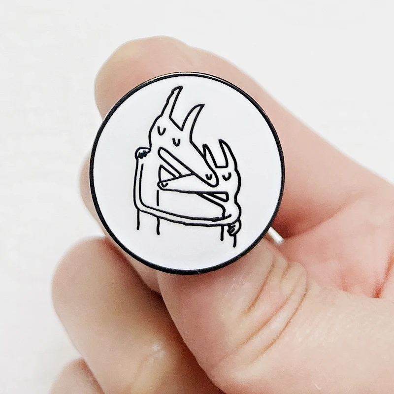 تعانق الكلاب الظهر الأبيض مانغا الهزلي المينا دبوس دبابيس الموسيقى والمجوهرات