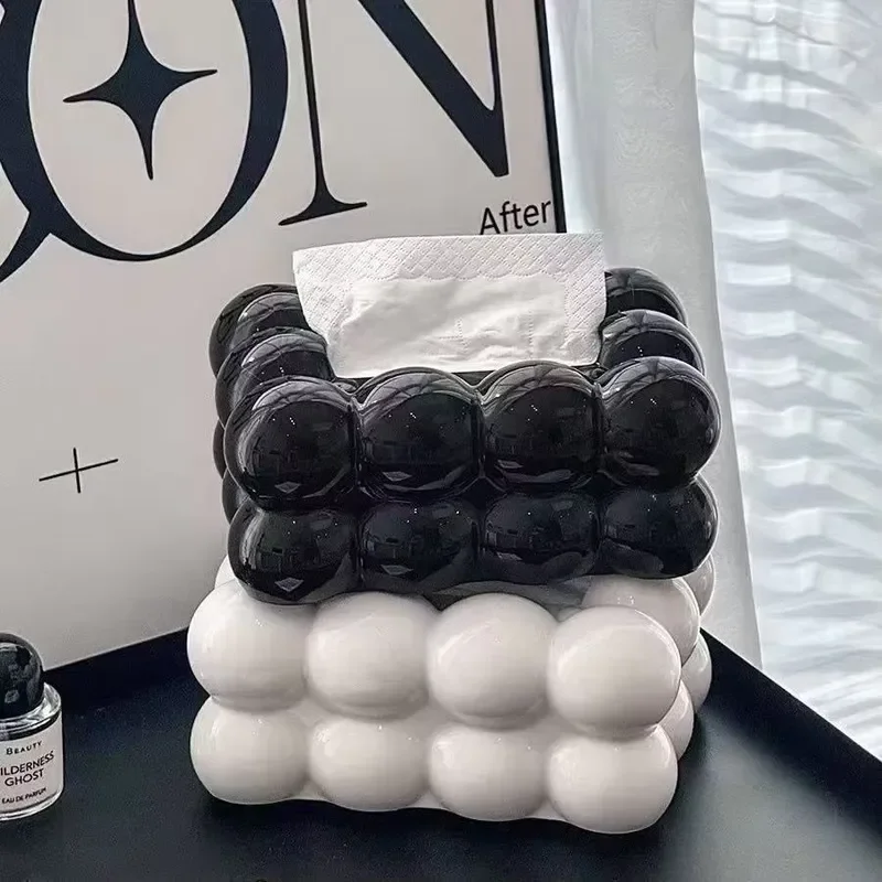 Luxury Creative Plastic Tissue Box for Living Room Dining Table Household Napkin Storage Multi-Purpose Suction Design