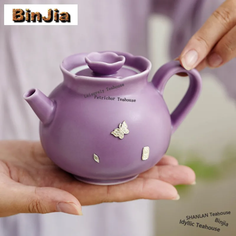 

200 мл бабочка для ногтей сиреневый фиолетовый чайник древний чайник для заварки чая чайник с фильтром аксессуары для чайной церемонии ремесло