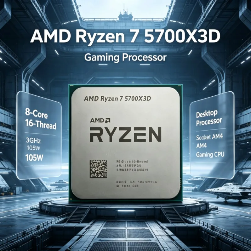 AMD R7 5700X3D Ryzen 7 AM4 Processor 8 Cores 16 Threads 3.0GHz Up to 4.1GHz 105W DDR4 Desktop CPU