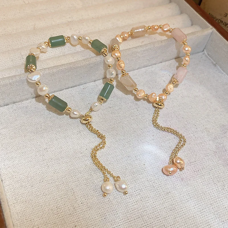 100% natürliche Süßwasser Perle & Jade Stein 14K Gold Gefüllt Weiblichen Charme Armband Schmuck Für Frauen Neue Jahr Geschenke nie Verblassen – Detail 2
