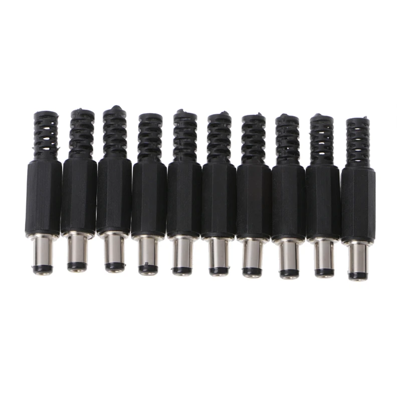 10-częściowy męski adapter gniazda jack 5,5 x 2,1 mm do wtyczki DC z tworzywa sztucznego