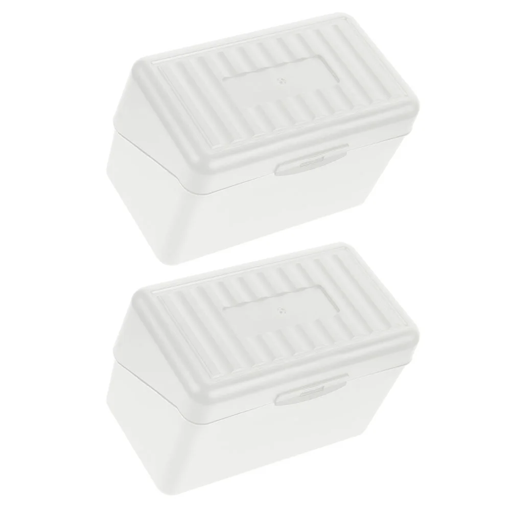 

2 Pcs Storage Box Business Card Display Office Cards Container Convenient Holder Supplies Plastic Name Organizer