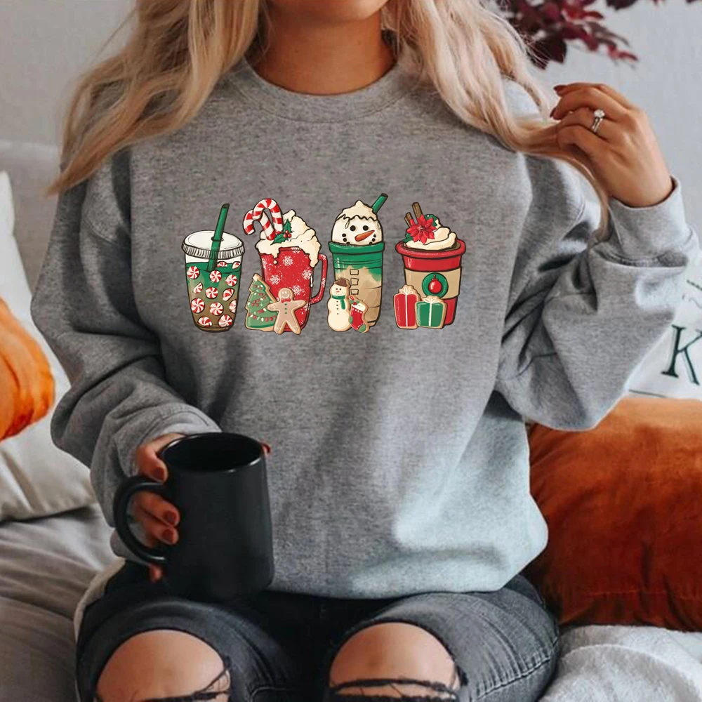 Christmas Coffee Sweatshirt Cute Fall Hoodie Christmas Sweatshirt Women Clothes Christmas Snowman Latte Coffee Lover Pullovers