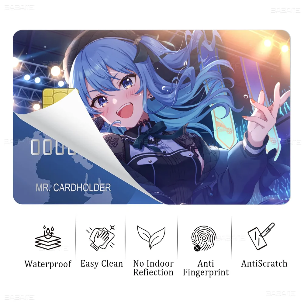 Hoshimachi Suisei Anime Poker Sticker Film Tape Skin For Credit Card Debit Card Cartoon Waterproof Stickers Small Chip
