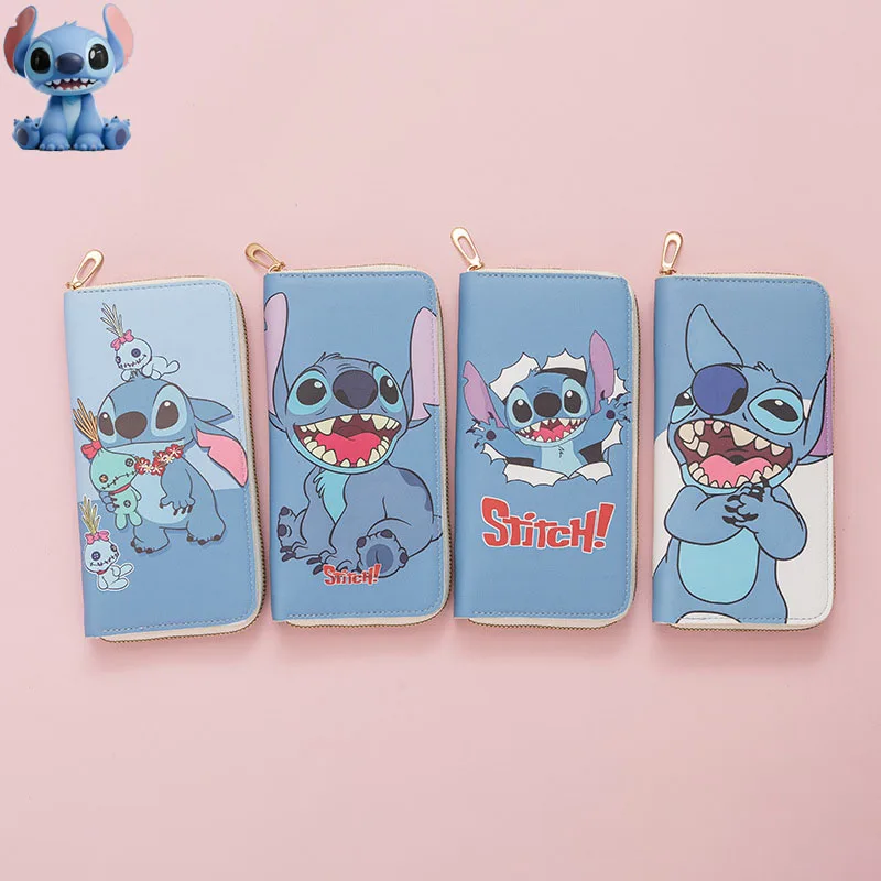 Monedero de Lilo y Stitch para niña, cartera Kawaii de Disney Stitch, regalo de cumpleaños para niños, bolso de mano con figuras de Anime, venta al por mayor