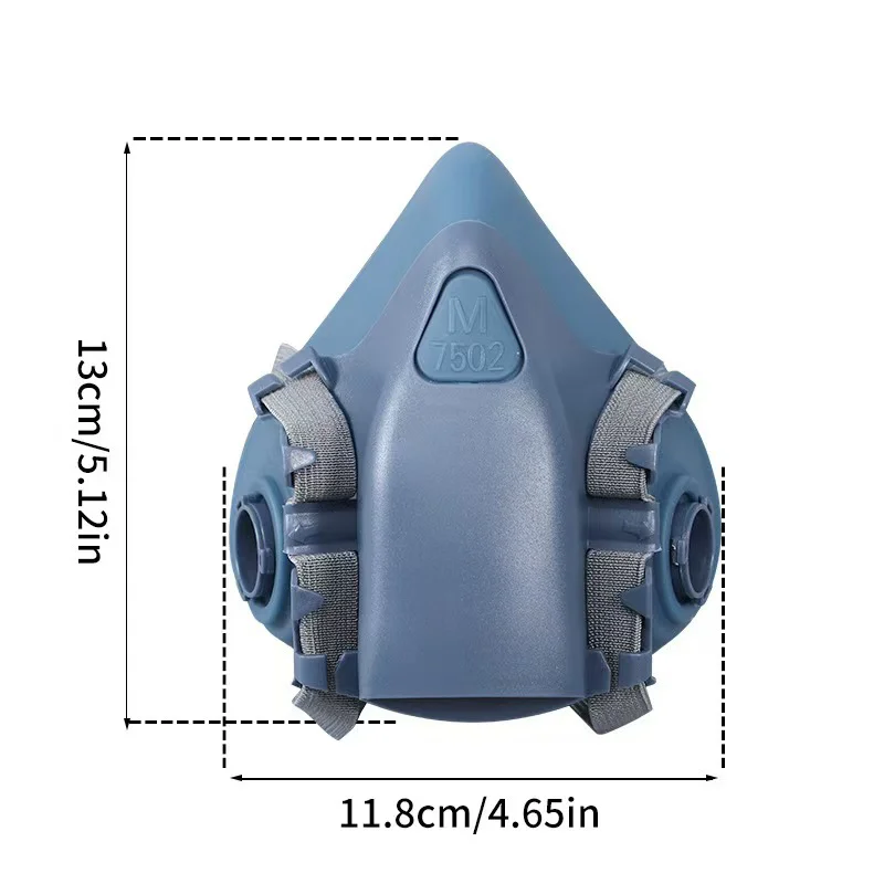 7502 Dust & Gas Half Face Mask-Silicone Fit, Filter Compatible, Protects Against Industrial Dust, Particulates & Organic Vapors
