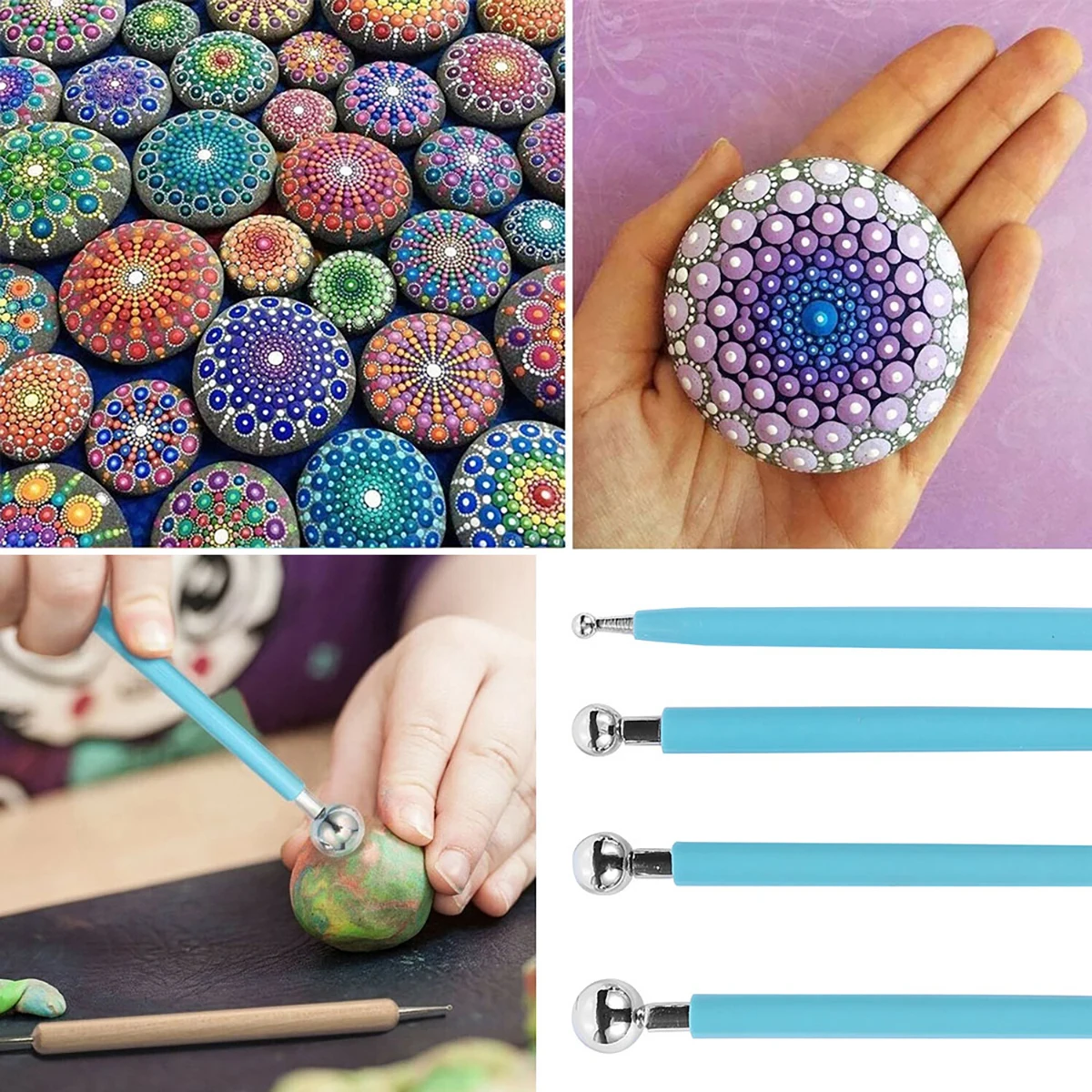 Mandala Dotting Tools Painting Tools Multi-Styles Nail Tool Painting Stencils Drawing Stylus DIY Stone Embossing Drawing Art Kit