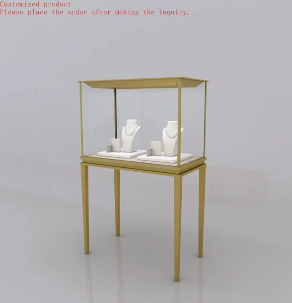 

Custom.Lockable Jewelry Showcase Abundant Display Space Boutique Windows Metal Framed Cabinet
