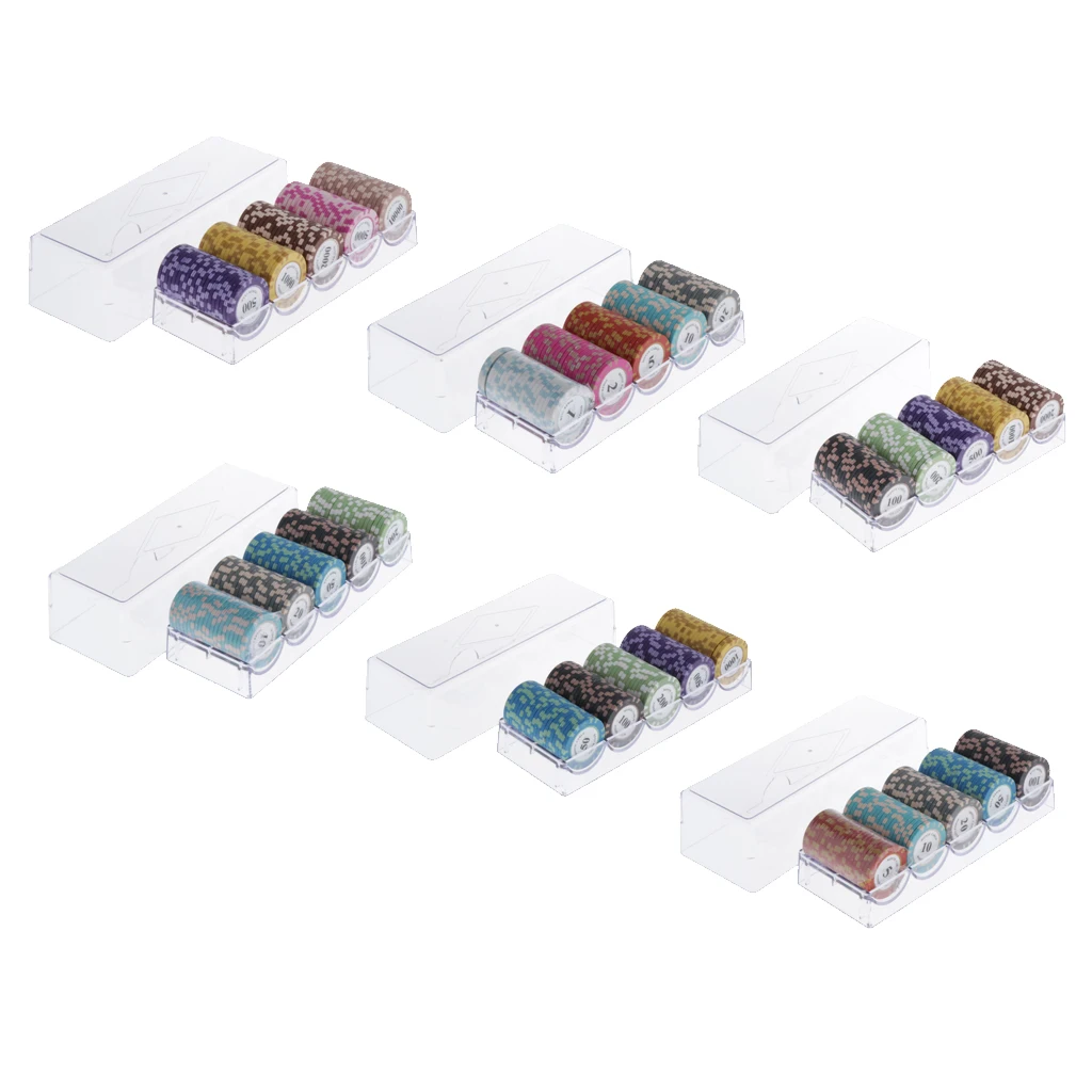 

100pcs Classic Poker Chips Set w/ Box Casino Hilarious Family Games Accs