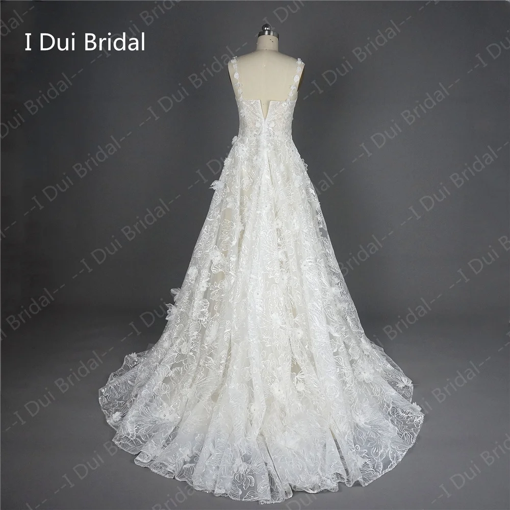 Abito da sposa esclusivo in pizzo fiore 3D abito da sposa con paillettes nuovo stile