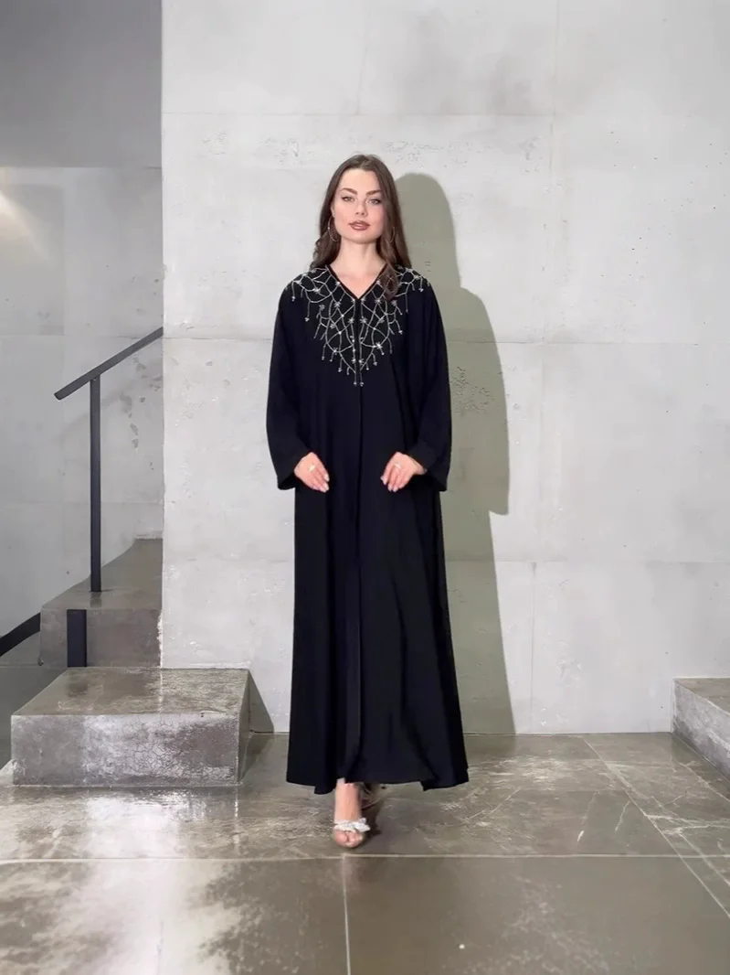 Abayas for Women Party Dresses Diamonds Ramadan Morocco Kaftan Saudi Arab Robe Jalabiya Eid Muslim Dubai Vest