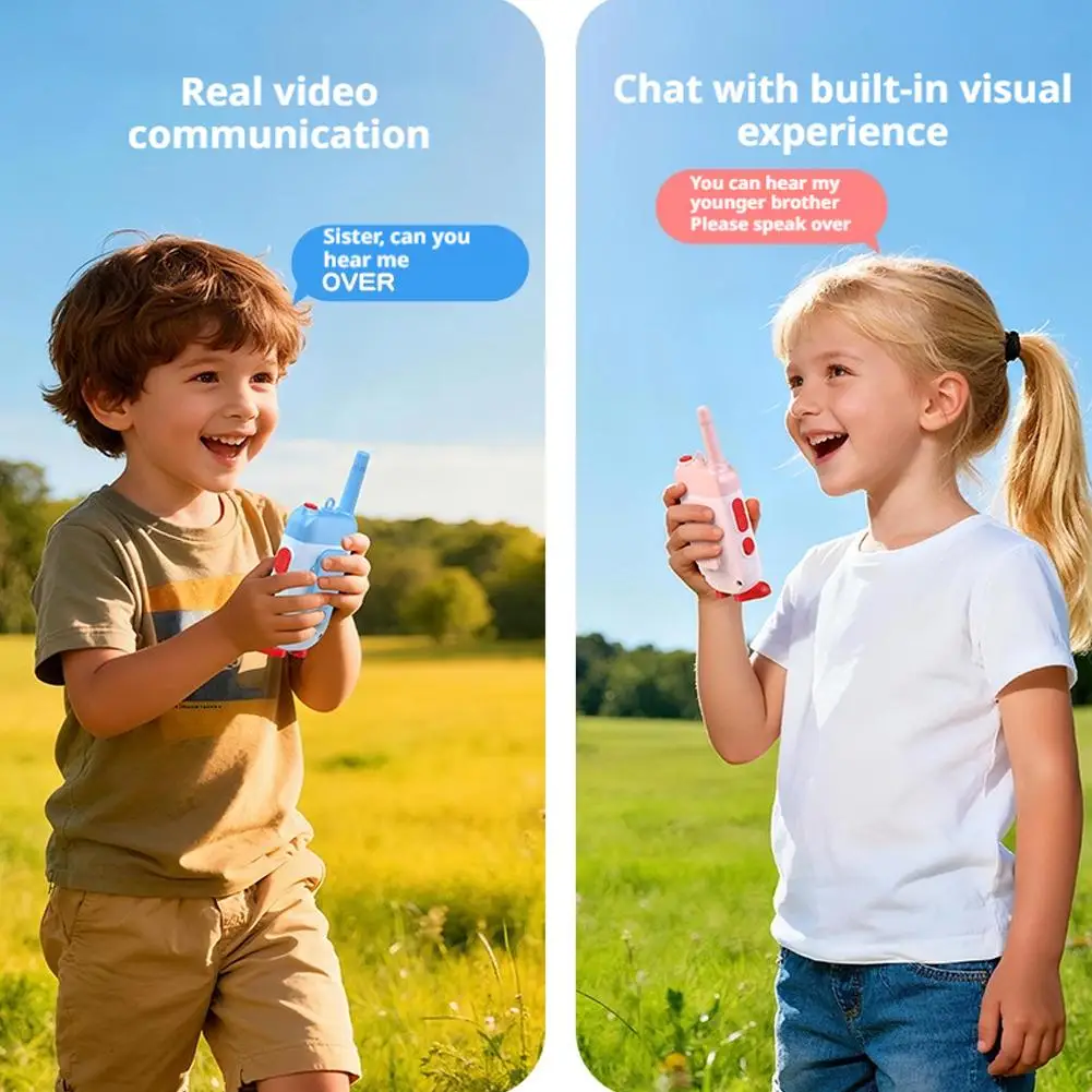 2 قطعة جهاز اتصال داخلي عبر الفيديو عالي الوضوح للأطفال صوت واضح لاسلكي قابل لإعادة الشحن اتصال داخلي للأطفال للأولاد والبنات هدية